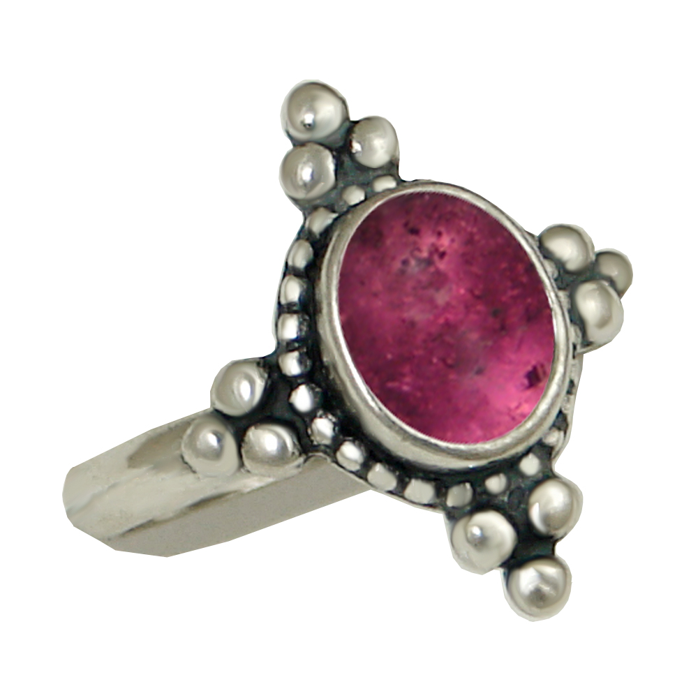 Sterling Silver Gemstone Ring With Pink Tourmaline Size 10